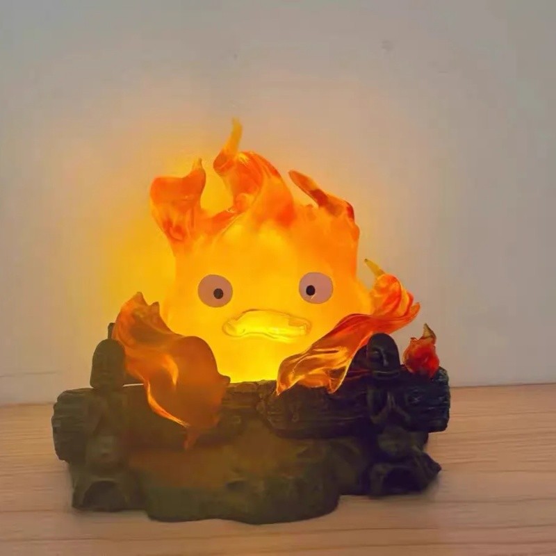 Calcifer Anime Figure Model Cartoon Action Figure Breathing Lamp Desktop Night Light Decoration Pvc 