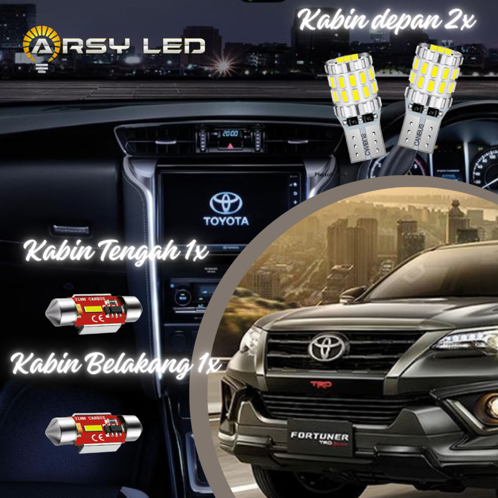 ARSY LED LAMPU Plafon Kabin Mobil Fortuner vnt tipe G isi 4 buah Xtrime Bright