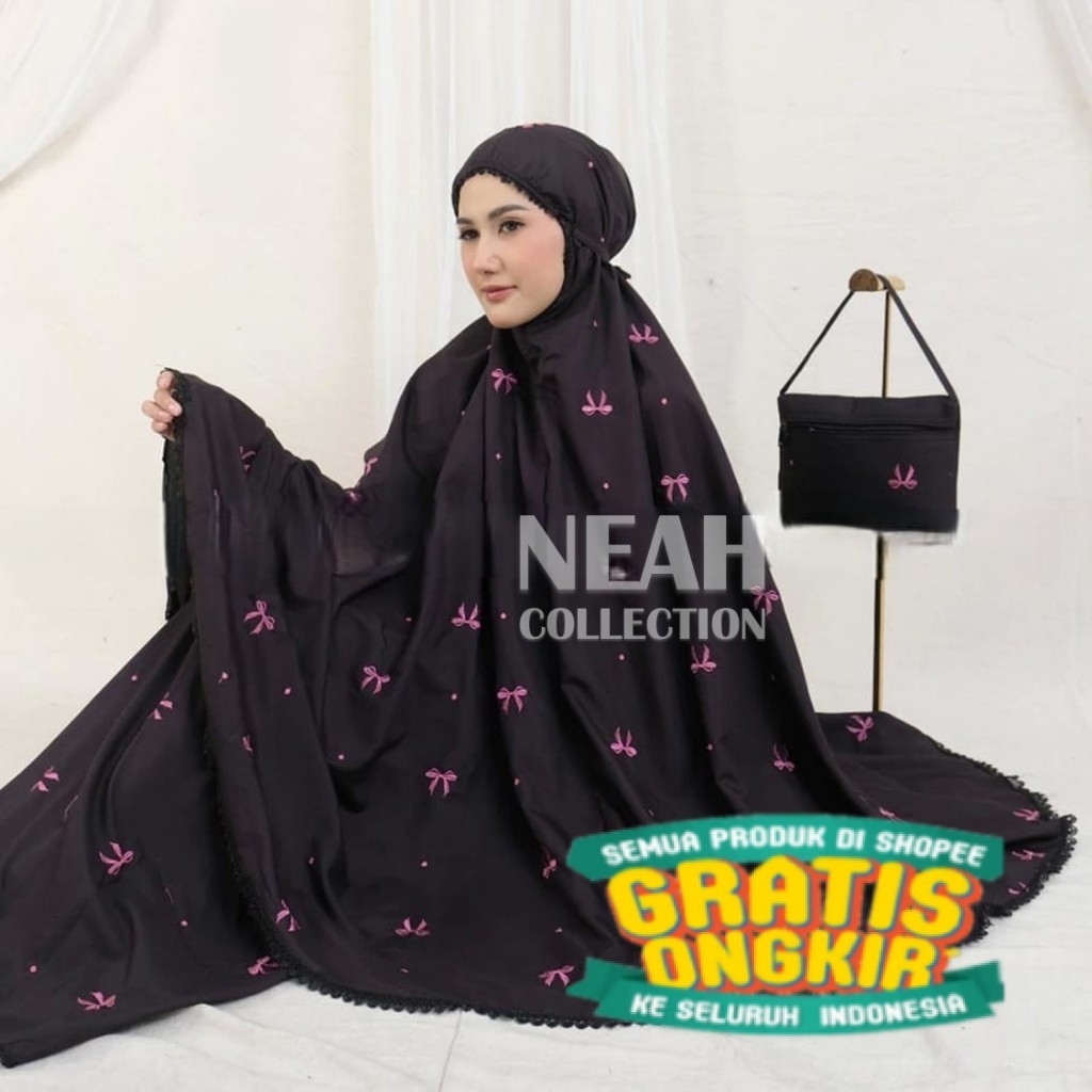 Mukena Dewasa Katun Premium Full Bordir Pita Coquette Renda Cantik / Mukena Jumbo / Mukena Remaja/ m