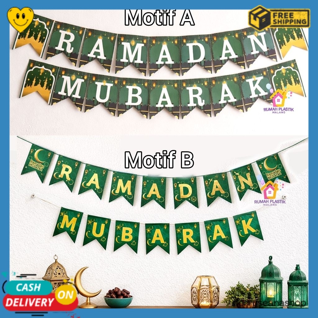 DSS FLAG RAMADAN MUBARAK  kertas gantung banner ramadhan puasa lebaran eid idul fitri hiasan hias de
