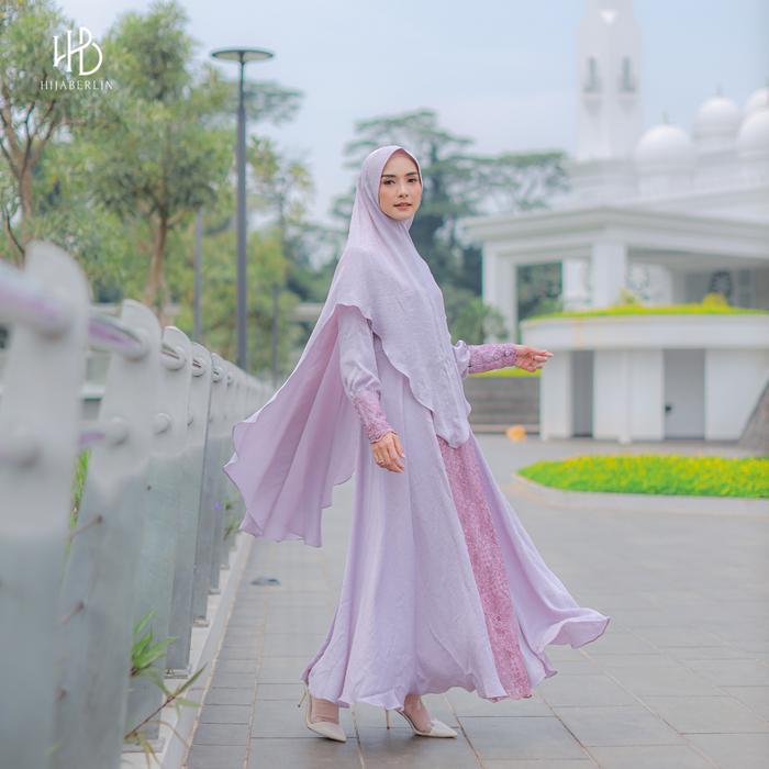 HIJABERLIN - Gamis Almahira : Gamis Royal Matte Silk Mewah Dress Umrah Muslim - Purple