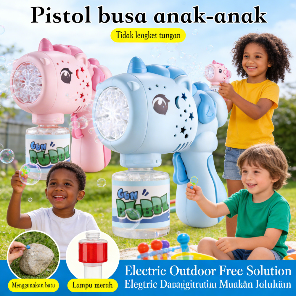Mainan Elektrik Gelembung Tembangan Anak Sabun Outdoor Pistol FREE Gelembung Gelembung