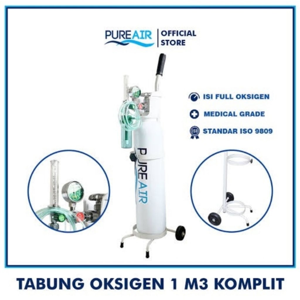 Paket Lengkap Tabung Oksigen Pure Air 1M3 Untuk Kebutuhan Medis