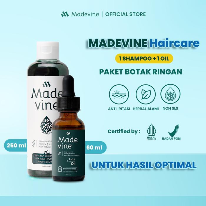 Madevine Hair Oil + Madevine Shampoo - serum dan shampoo bantu atasi penumbuh rambut, rambut rontok 