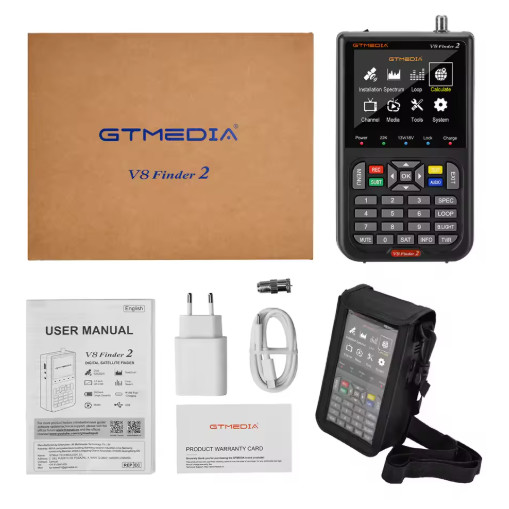 2026 V8 Finder 2 Satellite Finder Meter DVB-S/S2/S2X 3.5 In LCD splay 1080P Type C Satfinder VS Free
