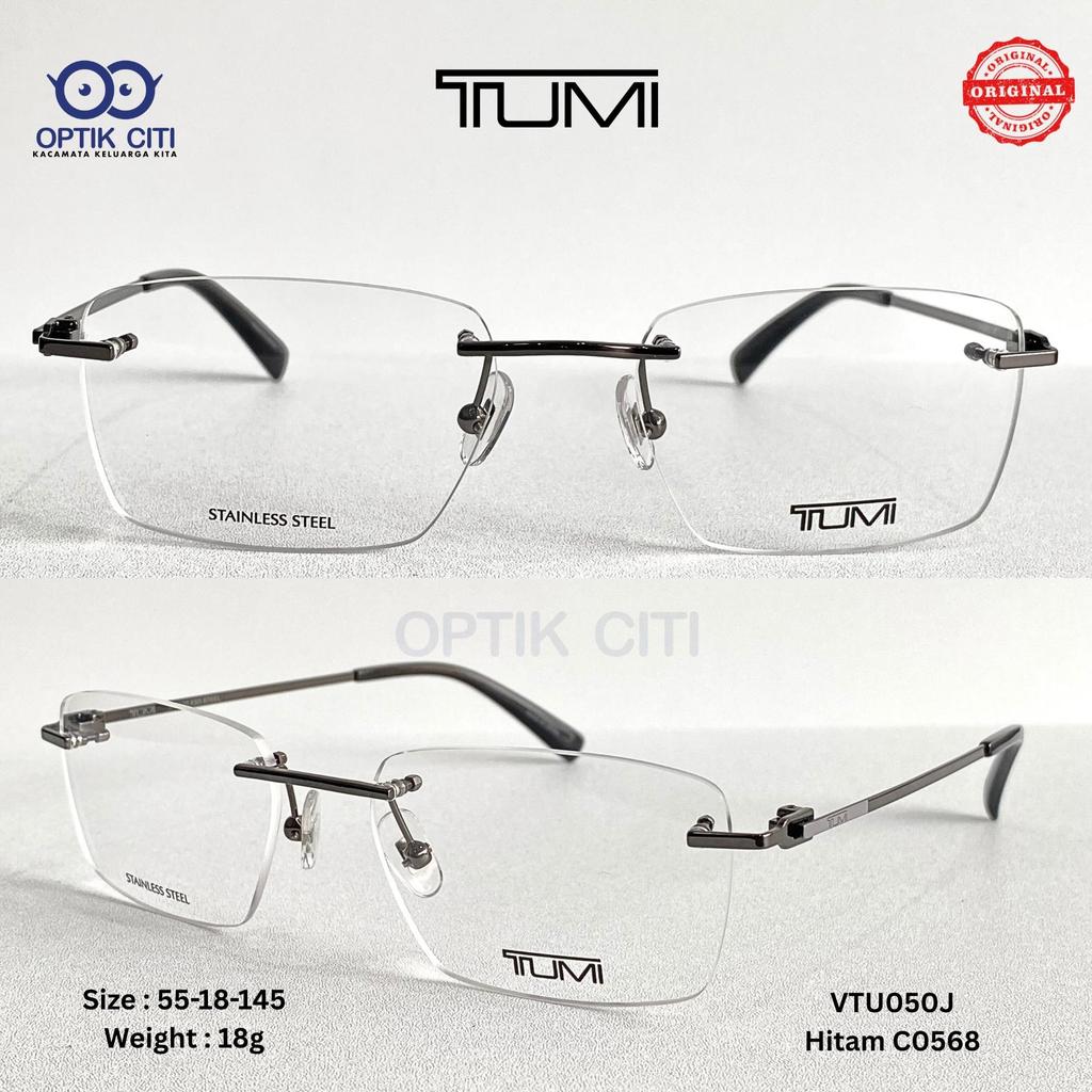 Frame Kacamata Pria Tumi VTU 050 0568 Rimless Bor Original