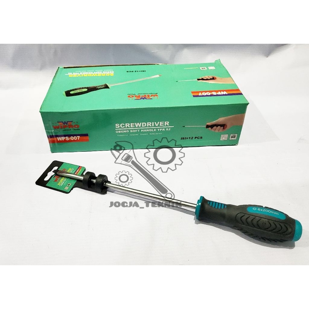 Wipro Obeng Soft Handle Karet Minus (-) 6 × 200MM WPS 007-0806S / Obeng Handle Karet Wipro