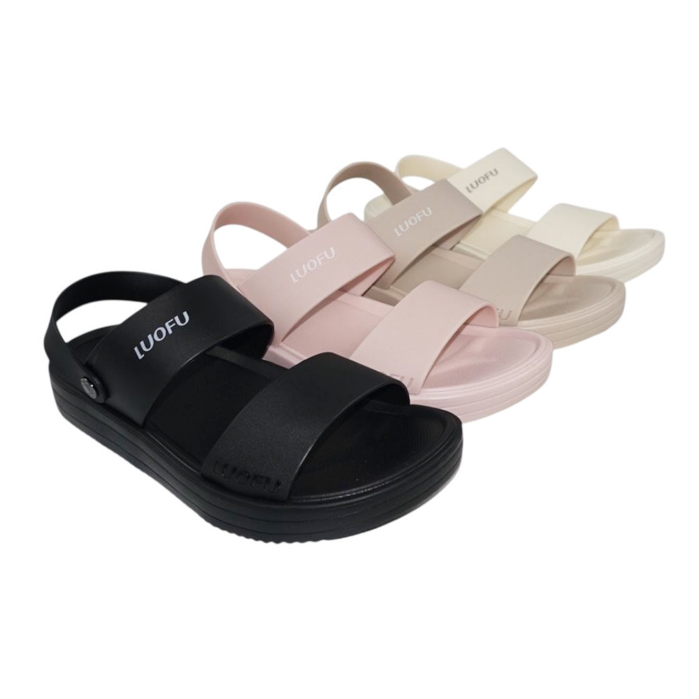 LUOFU ORIGINALS Sendal Tali Belakang Jelly Karet Eva Wanita E6255-B2TL [A01]