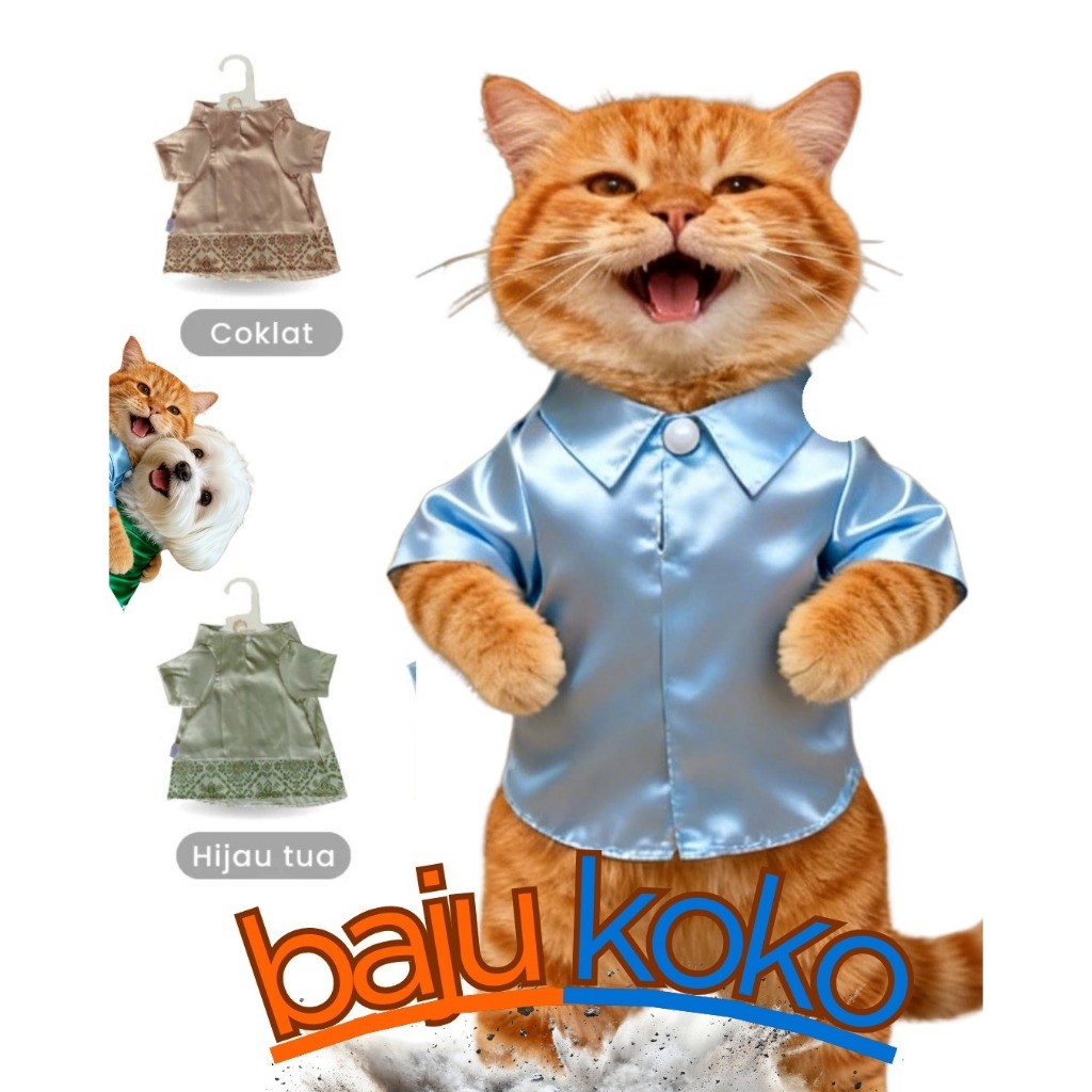 Baju Koko Kucing Anjing Lucu Cowok Murah -  Koko Kucing Bahan Katun Premium - Pet Shirt Muslim Set K