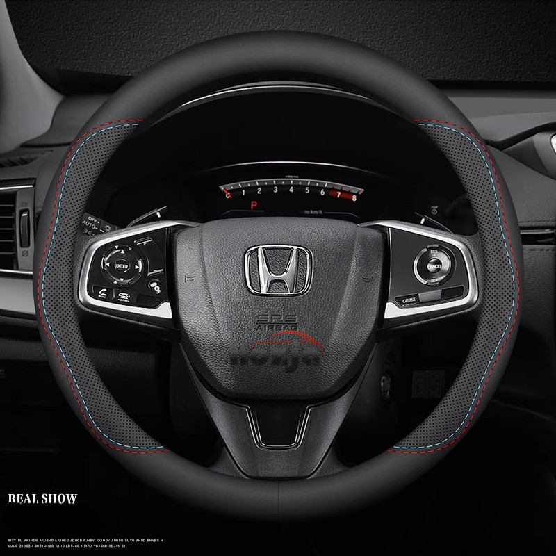 Car Leather Steering Wheel Cover for  Honda CR-V e:FCEV Elevate Prologue ZR-V e:Ny1 Passport N-WGN N