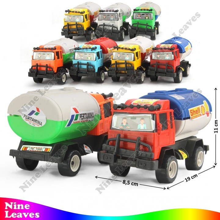 Mainan Anak Truk Tangki 19 cm Pertamina / Shell Tangki Minyak Mainan Kendaraan Konstruksi