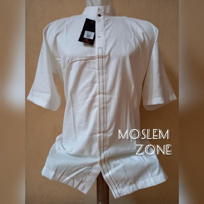 Baju koko Al-Luthfi Putih Lengan Pendek - Putih, M