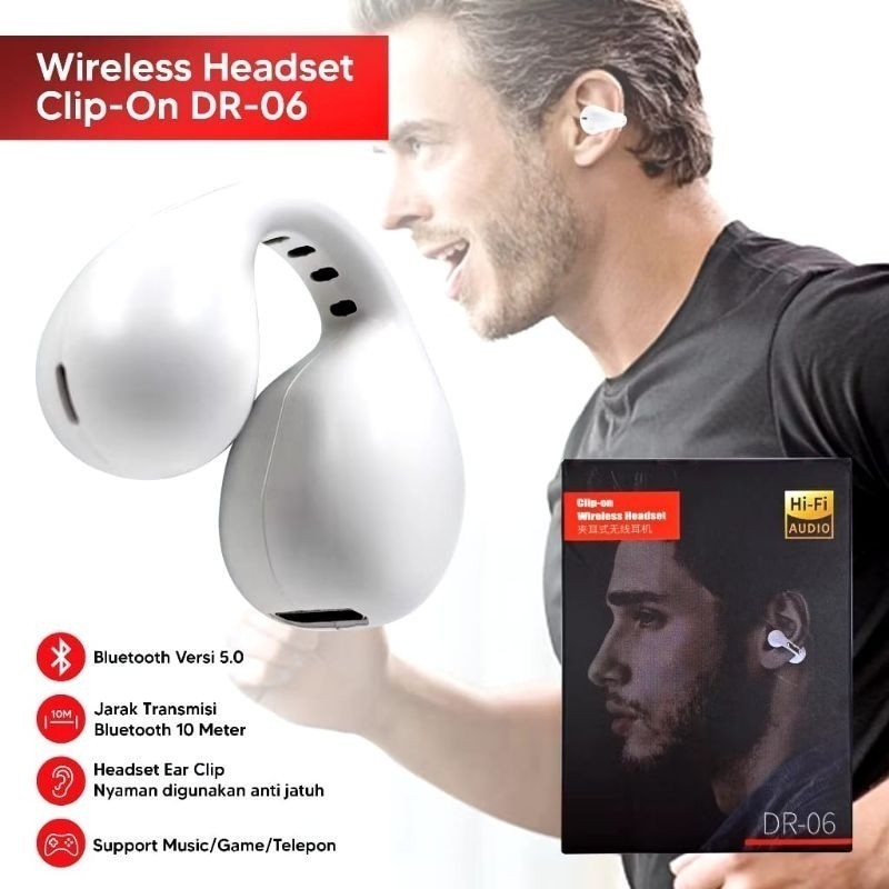 [ PREMIUM ] HF HEADSET BLUETOOTH [ DR-06 ] 3 WARNA + PACKING IMPORT EARPHONE HEADSET BLUETOOTH Kuali
