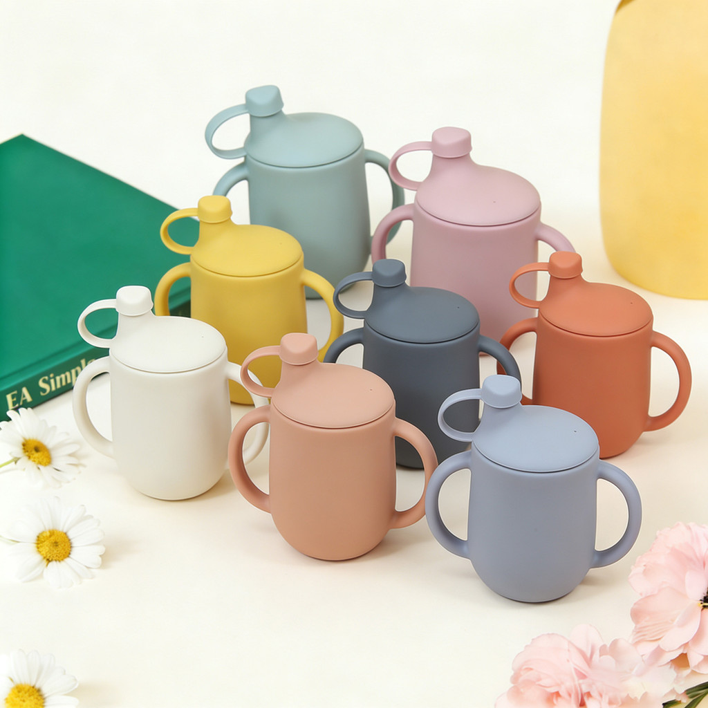 Silicone Baby Sippy Cup Toddle Water Cup Baby Feeng Training Cup With Lid