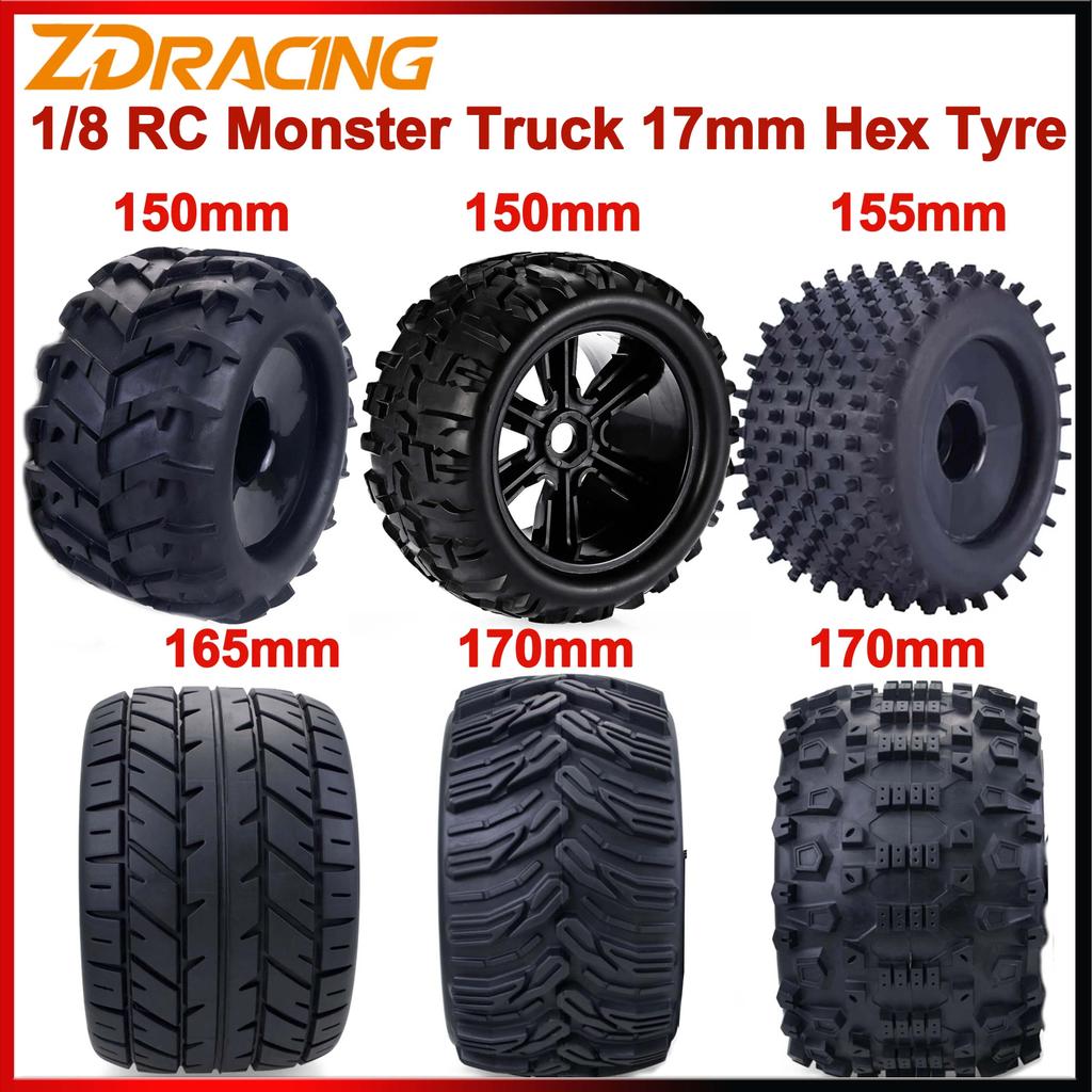 4PCS 17mm Hex 1/8 RC Monster Truck Wheel Tyre Hub Rim Rubber Tire FOR RC Car Redcat HPI Kyosho Hobao