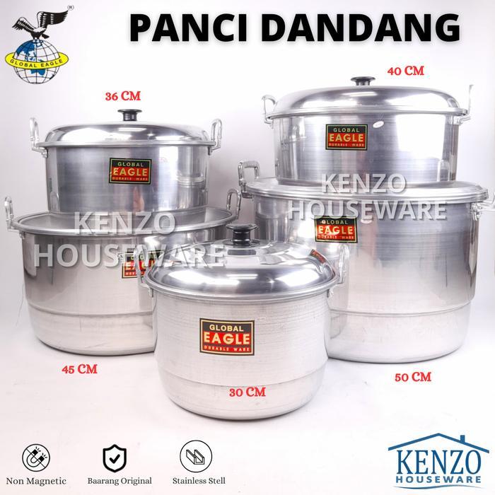 Panci Kukus Langseng 40 45 50 Cm Kukusan Dandang Almunium Besar - DANDANG, 40 CM + PACKING