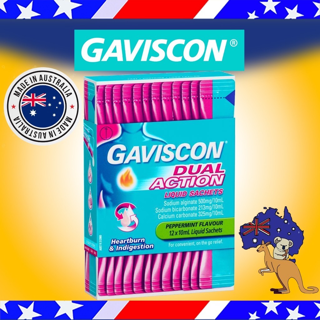 Obat Maag Australia Gaviscon Heartburn and Indigestion Relief Liquid Sachets 10ml Obat Impor