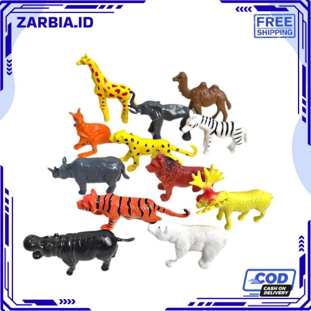 (RO) CBD MAINAN HEWAN KARET SET ISI 12 PCS  WILD ANIMALS / Mainan Hewan Karet / hewan miniatur zoo t