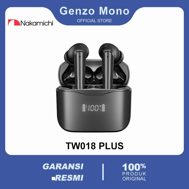 Nakamichi TW018ENC PLUS Earbuds Nirkabel True Wireless Bluetooth Earphone TWS dengan Suara Hi-Def, B