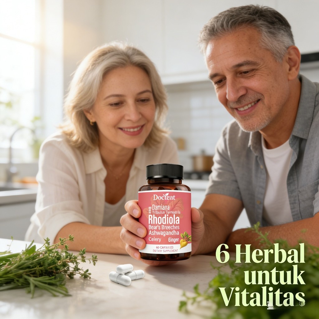 Docteat Herbal Complex Damiana Tribulus Rhodiola Bear's Breeches Ashwagandha Celery Dukung Vitalitas