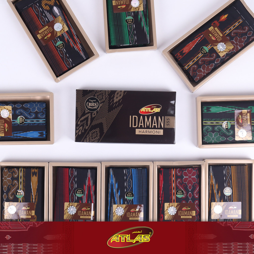 Grosir 10 Pcs Sarung ATLAS Idaman 555 Harmoni MIX Black Series