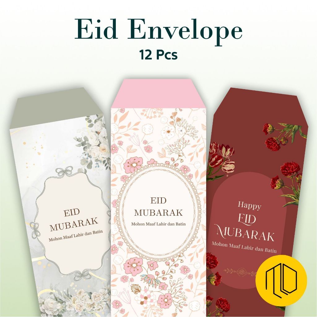 Amplop Angpao Lebaran Idul Fitri Isi 12 Pcs Motif Aesthetic 2 / Amplop Karakter Elegan / Amplop Panj