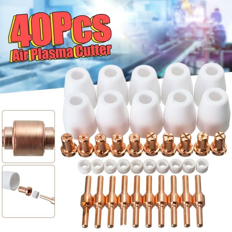 ASTARA - Tip Nozzle Plasma Cutter 40pcs/Set Ujung Plasma Cutter Udara Plasma Cutter Tip Electrodes