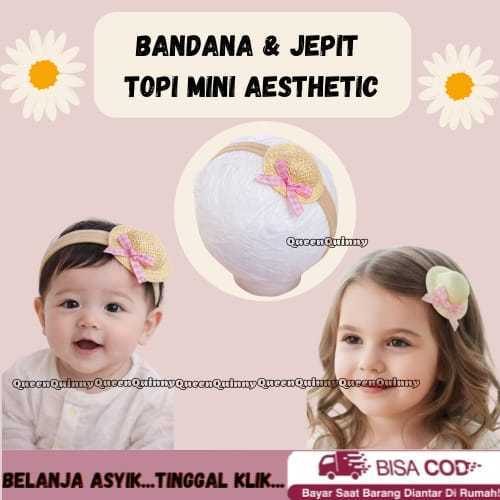 QC Headband Nylon Topi Mini / Jepit Rambut / Bandana Topi Mini /Headband Baby