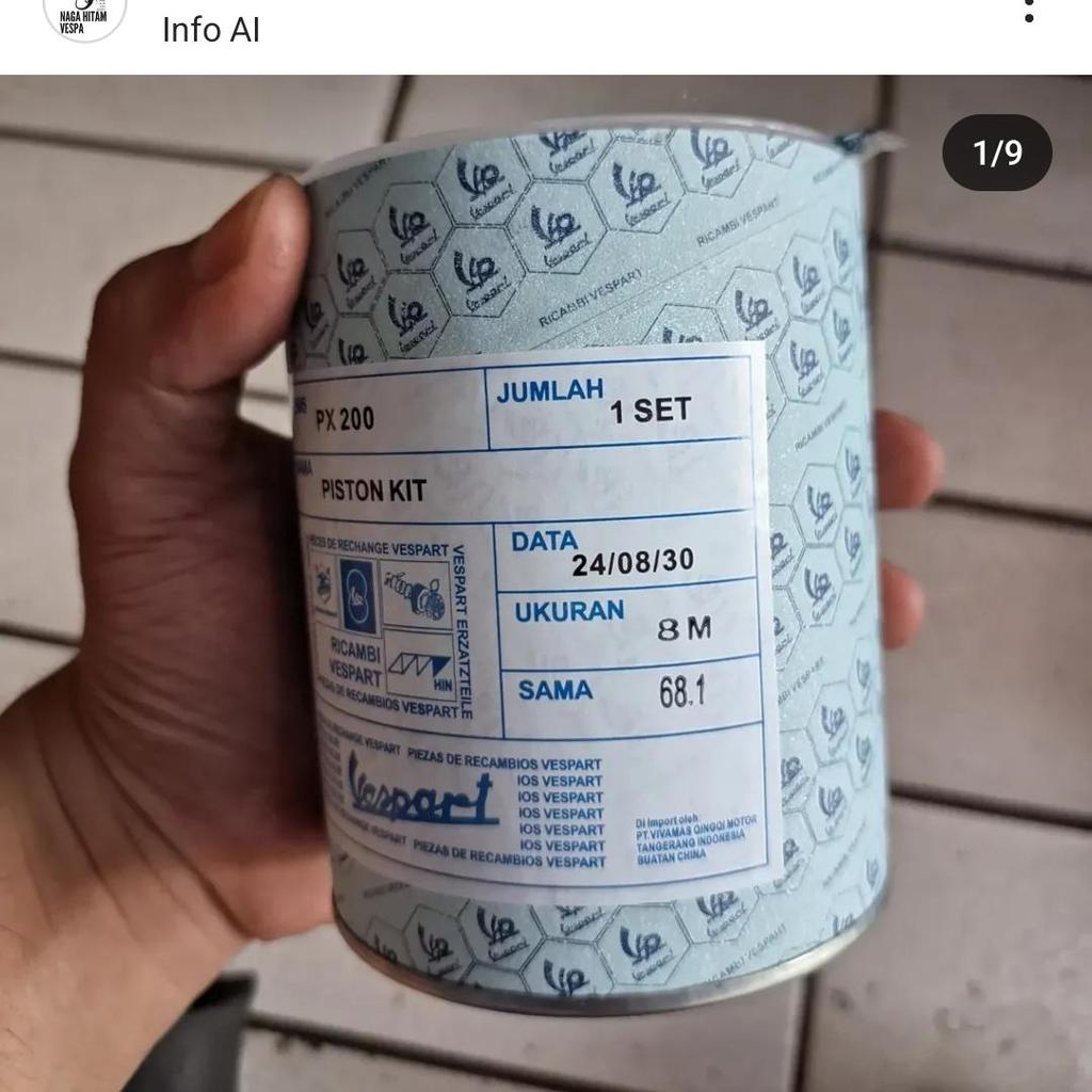 Seher vespa 200cc spartan/excel 200 taiwan baru ukuran gede 8m