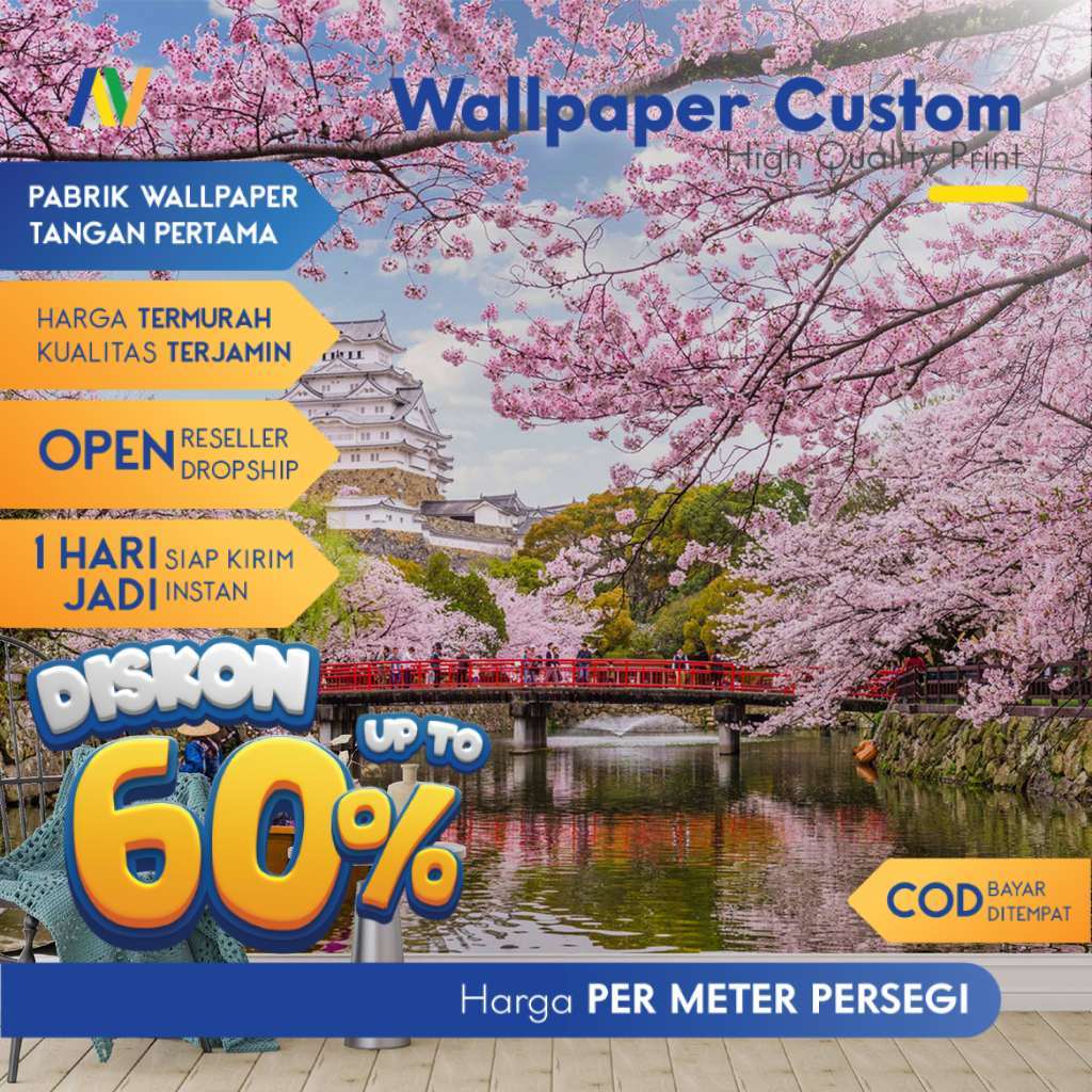 Wallpaper Dinding Custom Bunga Sakura Premium Ruang Tamu HD Tajam Bisa Custom Size Wallpaper Aesthet