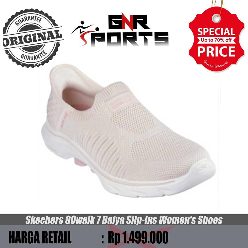 Sepatu  Skechers GOwalk 7 Dalya Slip-ins Women's Shoes 125240/NTPK Original 100%