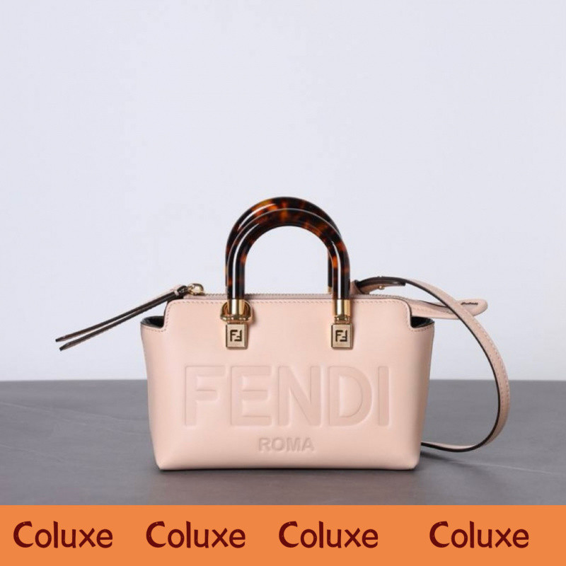 NEW FENDI By The Way BTW Mini Leather Boston Bag with Hot Stamped Fendi Roma Logo