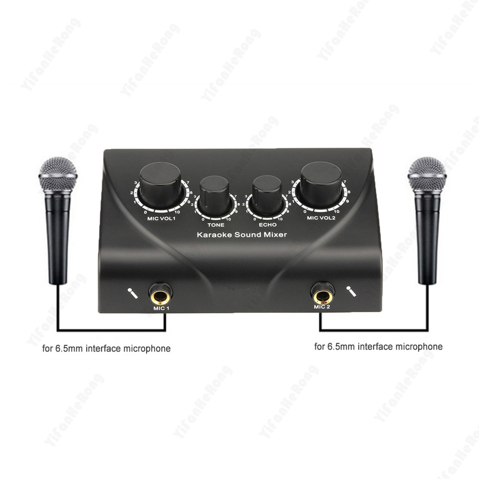 Portable EU/US Karaoke Sound Mixer Professional Auo System Dual Mic Inputs Auo Sound Mixer For Ampli