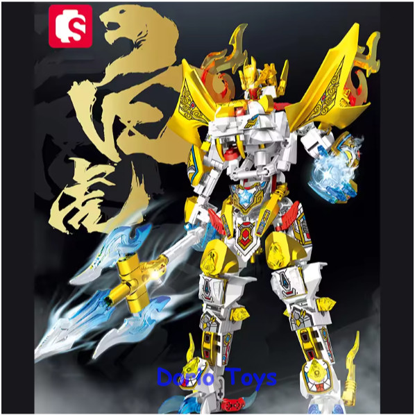 Mainan Blok Robot Harimau Putih 2in1 Bisa Dirakit Jadi Mecha Warrior & White Tiger 413 Pcs