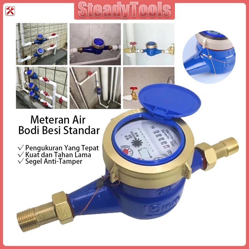 Meteran Air Bodi Besi Standar PDAM Original SNI Tamper Meteran Air Jarum PDAM