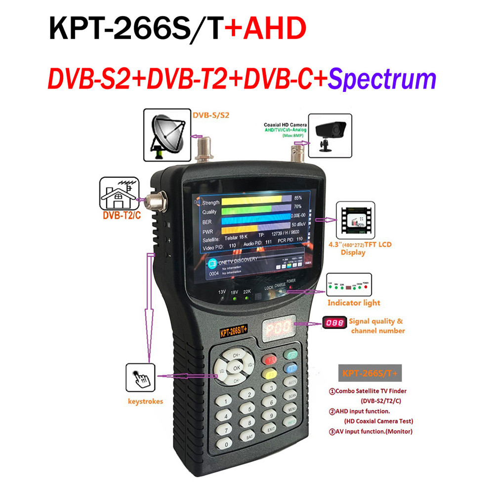 KPT-266ST+AHD DVB-S2/T2/C  Combo Satellite TV Finder Spectrum 4.3 in LCD KPT-266S/T+