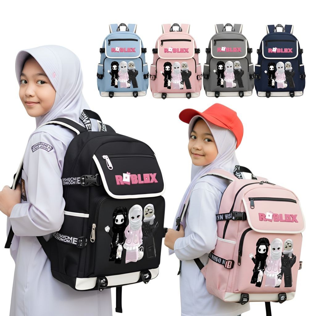 Tas Ransel Sekolah Anak Perempuan Karakter Roblox - Tas Backpack Anak Cewek Motif Roblox Ava