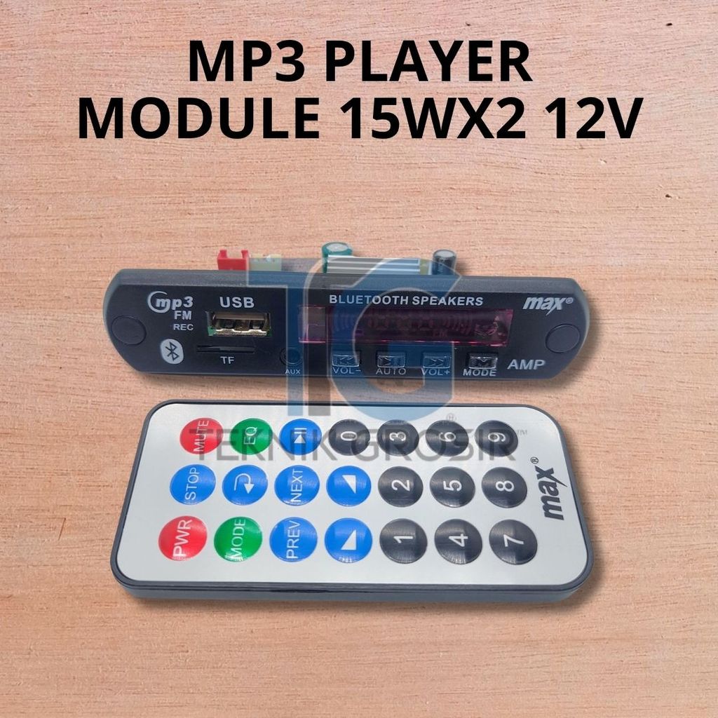 MP3 Bluetooth Plus Power Amplifier DC 12V – Output Stereo 2x15W Cocok untuk Rakit Speaker