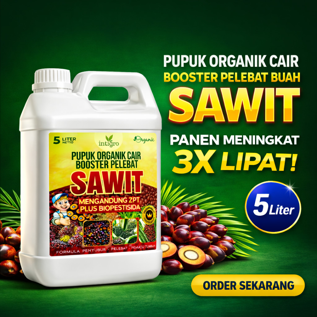 5Ltr - Pupuk Sawit Cepat Besar Agar Buah Lebat dan Berat Plus Biofungisida Gliocladium Trichoderma -