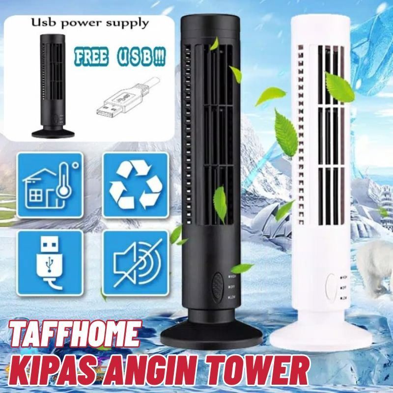 Taffhome Kipas Angin Menara Tower Fan USB Angin Kencang Sejuk Cool