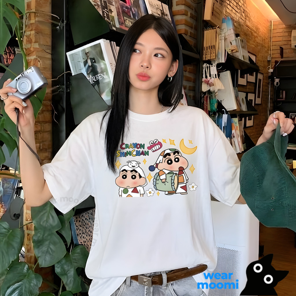 Wear Moomi Baju Atasan Kaos Wanita Shinchan Sleep Tidur Piyama Oversize Lengan Pendek Korean Style T