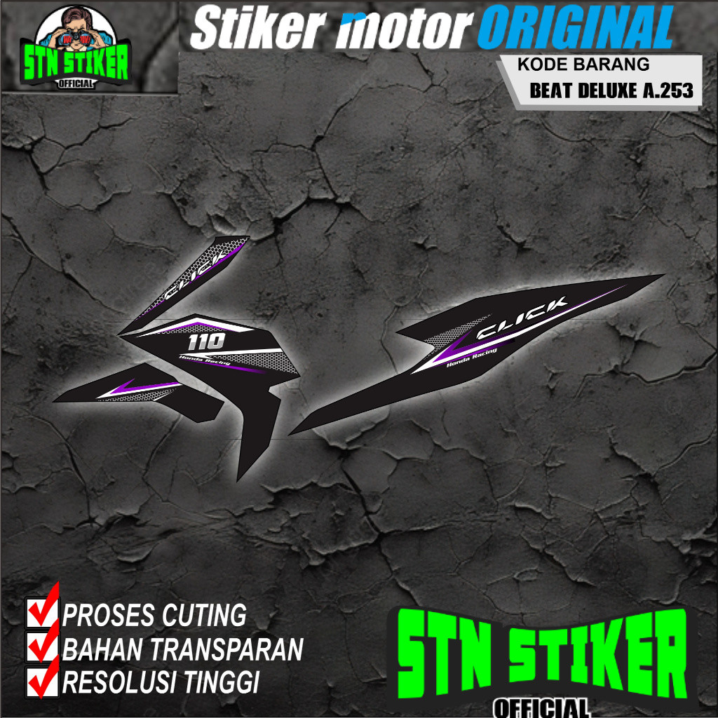 (COD) STIKER STRIPING ORIGINAL MOTOR HONDA BEAT DELUXE 2021-2023  HOLOGRAM DAN TRANSPARAN KODE A.253