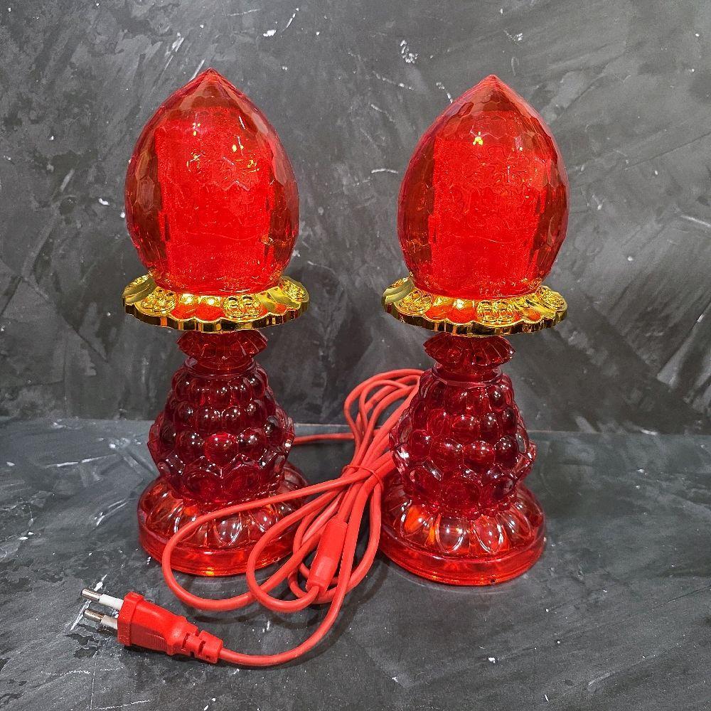 Lampu Sembahyang Altar Made In Taiwan Harga Sepasang Ukuran 22 cm Nyala Full Atas Bawah