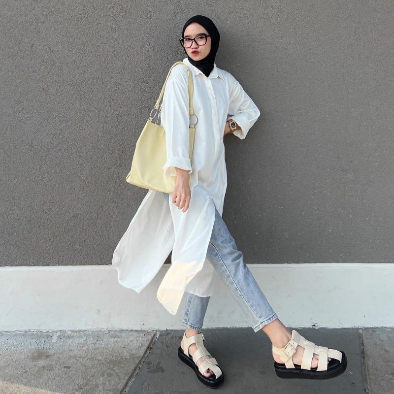 Marsya Tunik Rayon Polos Rayon Twill Kemeja Tunik Polos LD 100-120