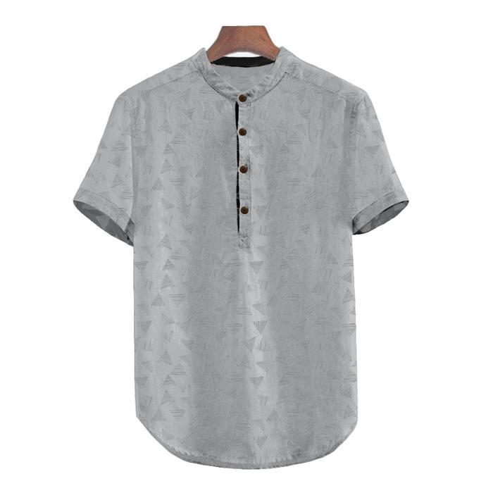 Koleksi Lebaran LM KOKO HN Baju Pria Muslim Lengan Pendek Bahan Katun Emboss Motif Sise M - XXL - Ab