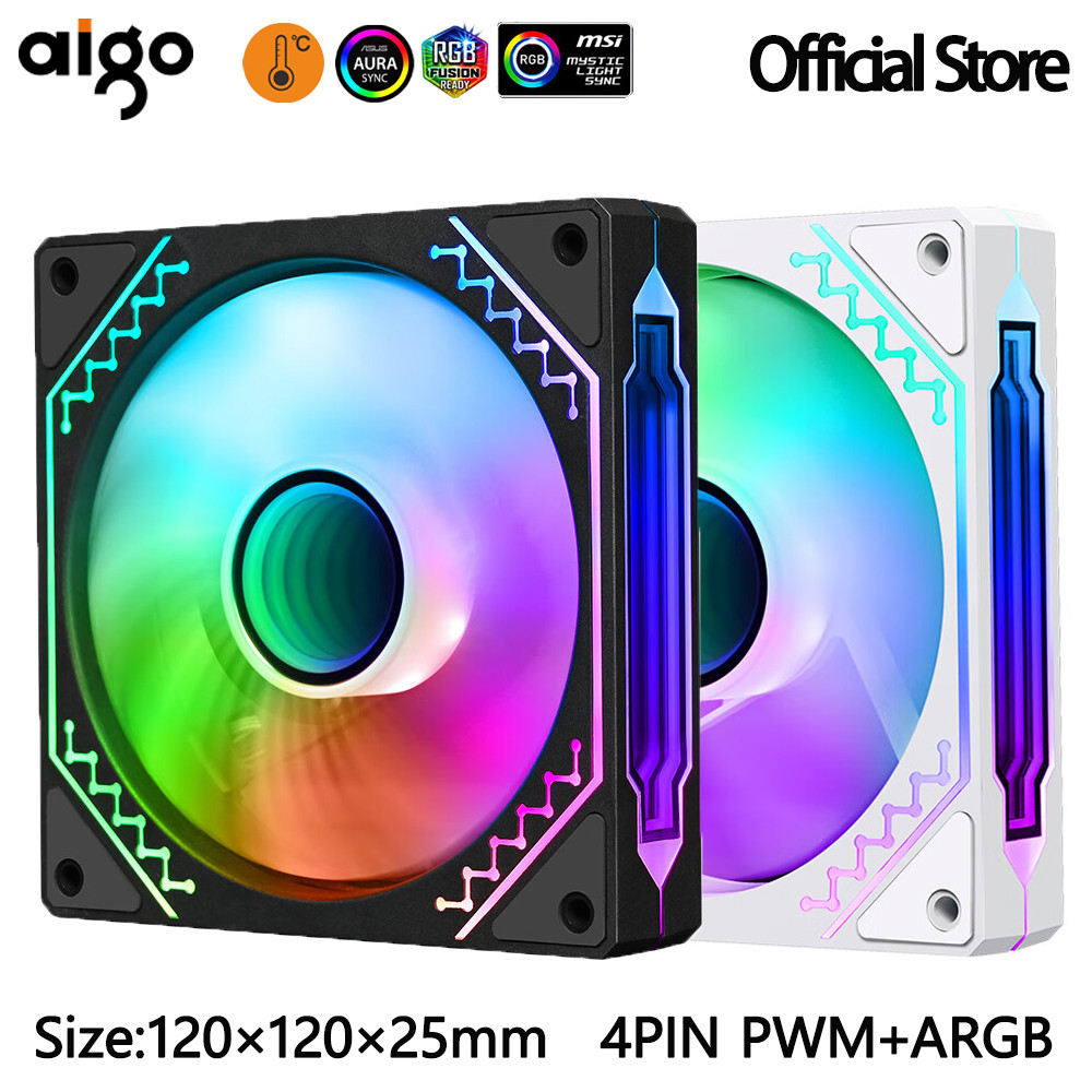 Aigo PC Case Fan Gamer Computer 120mm RGB Kit Fans 4PIN PWM Water Cooler CPU Cooling Fan 3pin5v Unli