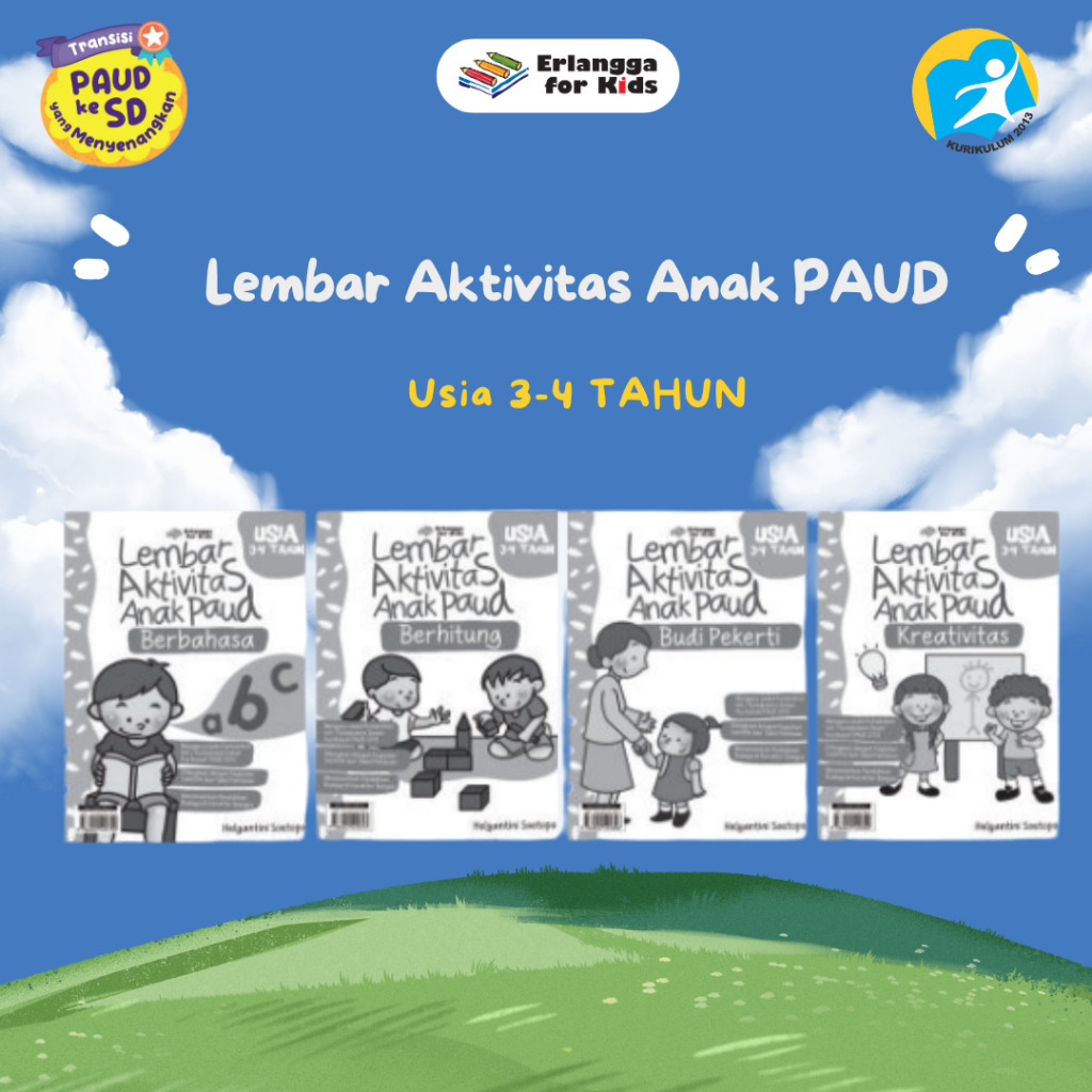 [Erlangga ] Buku Lembar Aktivitas Paud: Kreativitas Usia 3-4 Tahun Kurikulum Merdeka