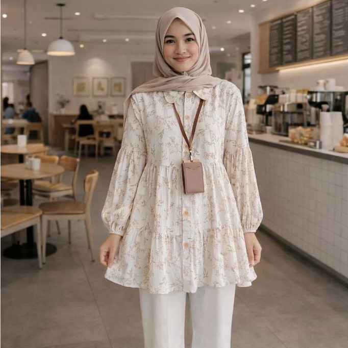 BHO - ZJD TUNIK MARGET MOTIF LENGAN PANJANG BALON MODEL KEKINIAN BAJU WANITA TERKINI / DYANDRA Tunik