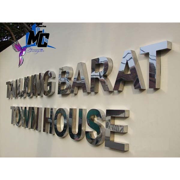 Huruf Timbul Stainless Custom logo dan tulisan Letter Timbul Stainless