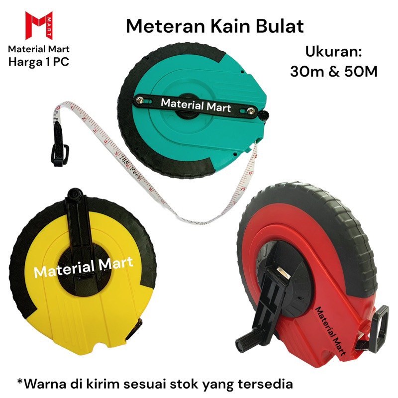 Meteran Kain 30m | Meteran Gulung Bulat 50 Meter | Alat Ukur Roll | Pengukur Dimensi Bulat 30 Meter 